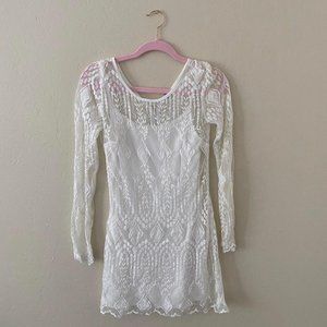 Urban Outfitters Size Medium White Long Sleeve Lace Dress